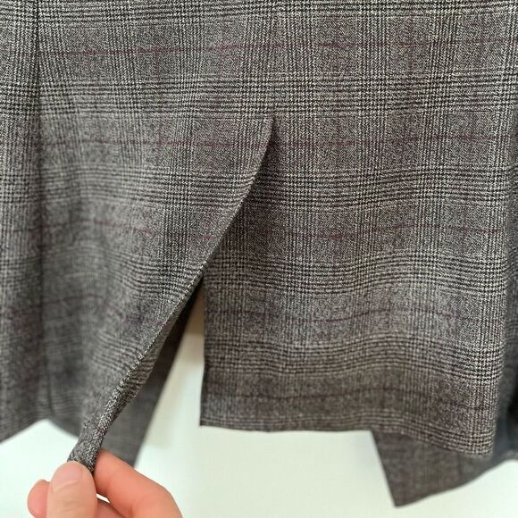 Ann Taylor brown/light squares long vest, one button fastener, side pockets, S - Picture 7 of 11